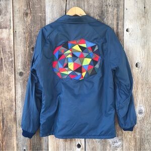 Handmade Patchwork Art Upcycled Geometric Appliqué Streetwear, VTG Jacket
